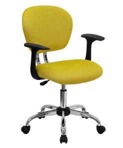 Flash Furniture Mesh Mid-Back Swivel Task Chair With Arms, Yellow/Silver 2