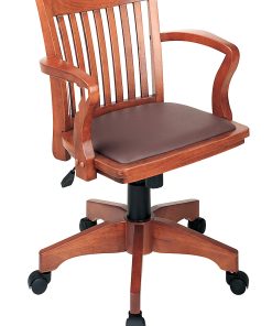 Office Star OSP Designs Deluxe Bankers Chair, Brown/Fruitwood