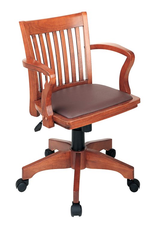 Office Star OSP Designs Deluxe Bankers Chair, Brown/Fruitwood