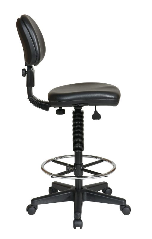 Office Star Sculptured Seat and Back Vinyl Drafting Chair with Adjustable Foot ring - Image 2