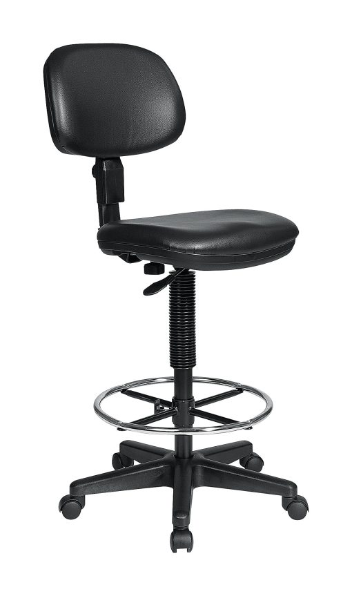Office Star Sculptured Seat and Back Vinyl Drafting Chair with Adjustable Foot ring