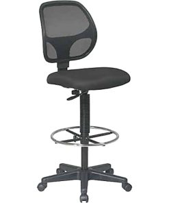 Office Star™ Deluxe Mesh-Back Drafting Chair With Foot Ring, Black 2