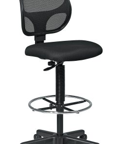Office Star™ Deluxe Mesh-Back Drafting Chair With Foot Ring, Black