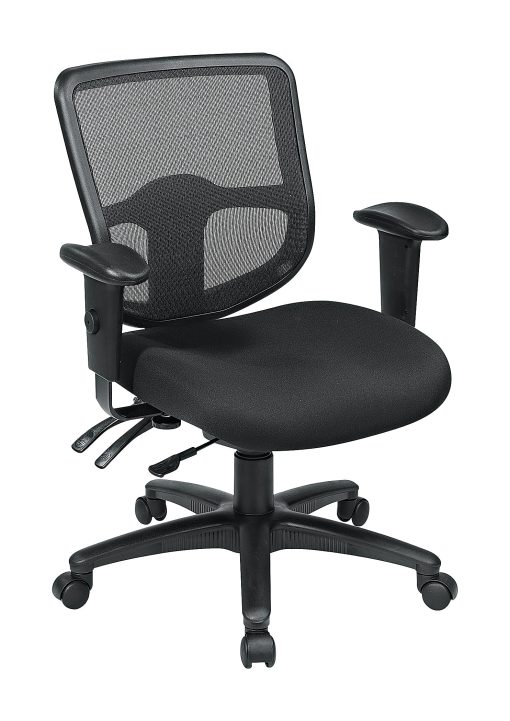 Office Star™ Pro Line II Pro Grid Ergonomic Task Chair With Adjustable Arms, Coal