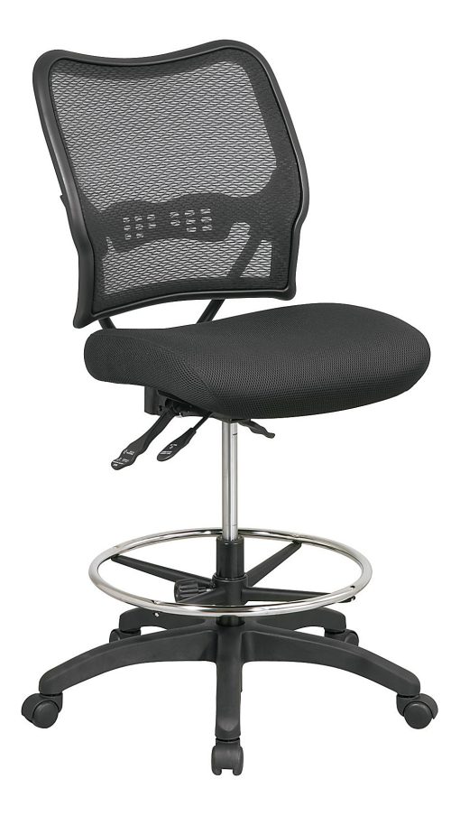 Office Star™ SPACE Deluxe Ergonomic Air Grid/Mesh Armless Drafting Chair, Black - Image 2
