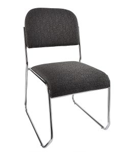 Realspace® Sled-Base Padded Fabric Seat, Fabric Back Stacking Chair 22″ Seat Width, Black Seat/Chrome Frame, Quantity: 1 2