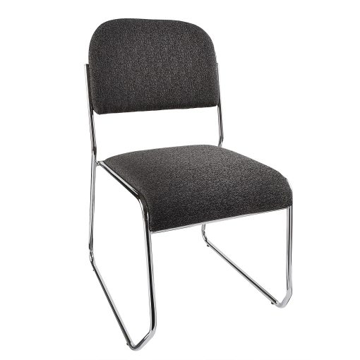 Realspace® Sled-Base Padded Fabric Seat, Fabric Back Stacking Chair 22" Seat Width, Black Seat/Chrome Frame, Quantity: 1 - Image 2