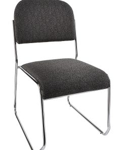 Realspace® Sled-Base Padded Fabric Seat, Fabric Back Stacking Chair 22" Seat Width, Black Seat/Chrome Frame, Quantity: 1