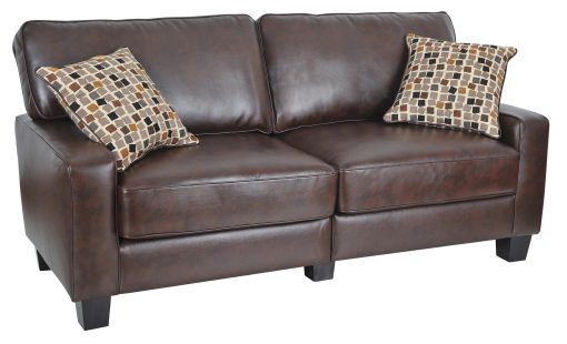 Serta® RTA Monaco Bonded Leather Sofa, 72"W, Brown