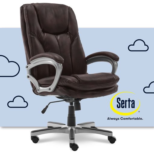 Serta® Benton Big And Tall High-Back Chair, Roasted Chestnut/Silver - Image 2