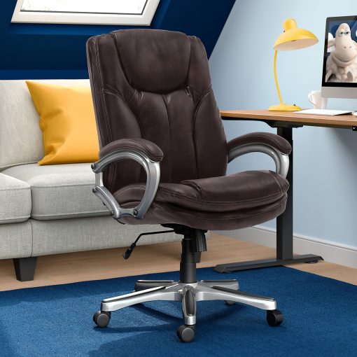 Serta® Benton Big And Tall High-Back Chair, Roasted Chestnut/Silver