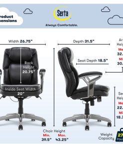 Serta® Anniston Ergonomic Mid-Back Office Chair, Smooth Black 2