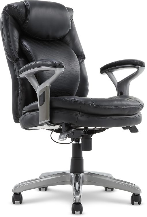 Serta® Anniston Ergonomic Mid-Back Office Chair, Smooth Black