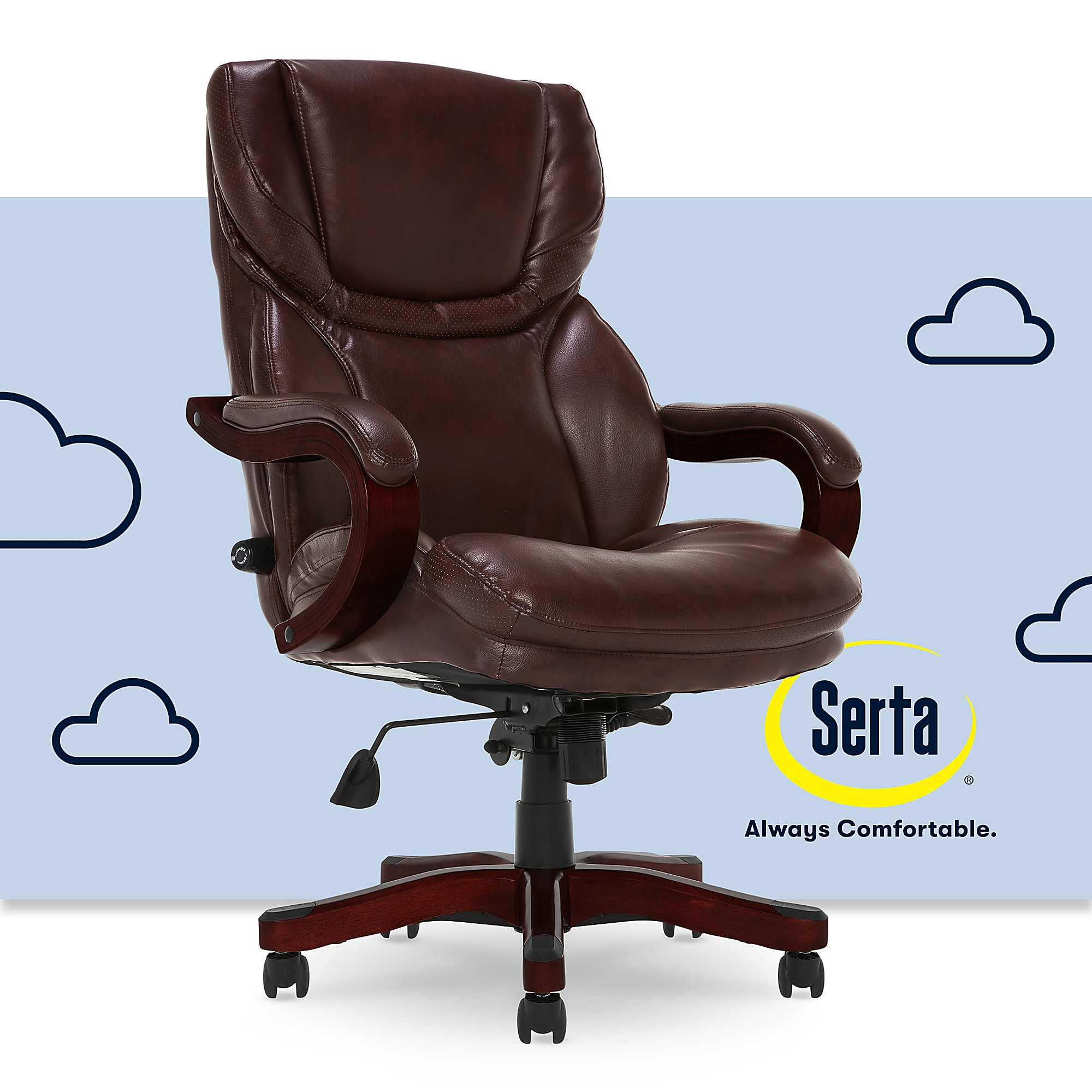 Serta® Conway Big & Tall Bonded Leather High-Back Office Chair, Brown 2 Serta® Conway Big & Tall Bonded Leather High-Back Office Chair, Brown - Image 2