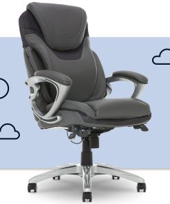 Serta®AIR™ Health & Wellness Ergonomic Bonded Leather High-Back Executive Office Chair, Light Gray 2