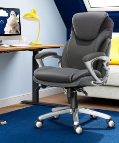 Serta®AIR™ Health & Wellness Ergonomic Bonded Leather High-Back Executive Office Chair, Light Gray
