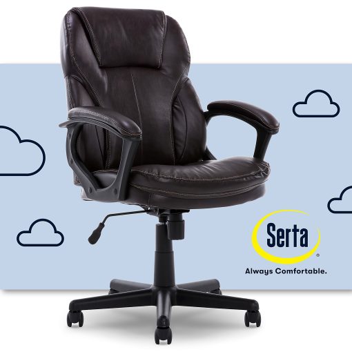 Serta® Puresoft™ Bonded Leather Manager Office Chair, Roasted Chestnut Brown - Image 2