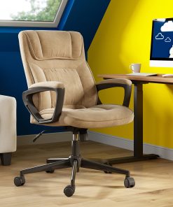 Serta® Executive Office Ergonomic Microfiber Mid-Back Chair, Light Beige/Black