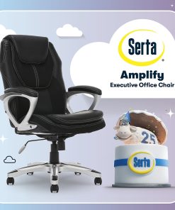 Serta® Amplify Bonded Leather/Mesh High-Back Office Chair, Black/Silver 2