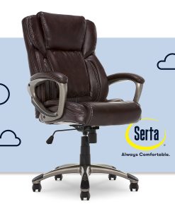 Serta® Executive Office Ergonomic Bonded Leather High-Back Chair, Biscuit Brown/Silver 2