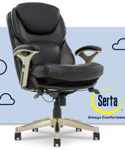 Serta® Back in Motion™ Health And Wellness Ergonomic Bonded Leather Mid-Back Office Chair, Black/Silver 2
