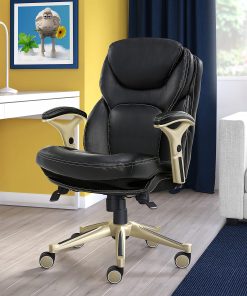 Serta® Back in Motion™ Health And Wellness Ergonomic Bonded Leather Mid-Back Office Chair, Black/Silver