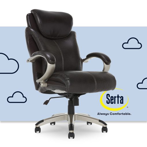 Serta Dayton Big and Tall Executive Office Chair with AIR Technology, Roasted Chestnut/Silver - Image 2