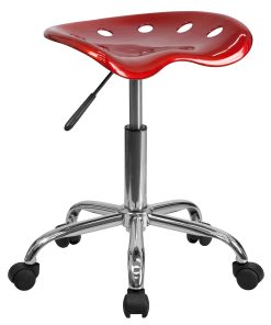 Flash Furniture Vibrant Tractor Seat Stool, Wine Red/Chrome 2
