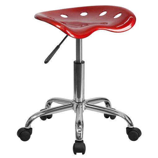 Flash Furniture Vibrant Tractor Seat Stool, Wine Red/Chrome - Image 2