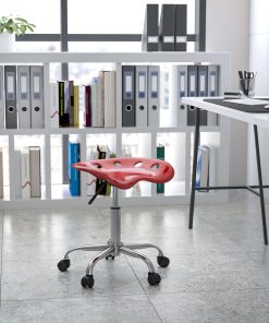 Flash Furniture Vibrant Tractor Seat Stool, Wine Red/Chrome