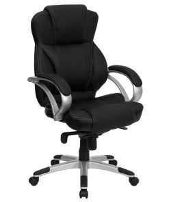 Flash Furniture Contemporary LeatherSoft™ Faux Leather High-Back Swivel Chair, Black/Silver 2
