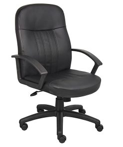 Boss Office Products Ergonomic Mid-Back Leather Chair, Black 2
