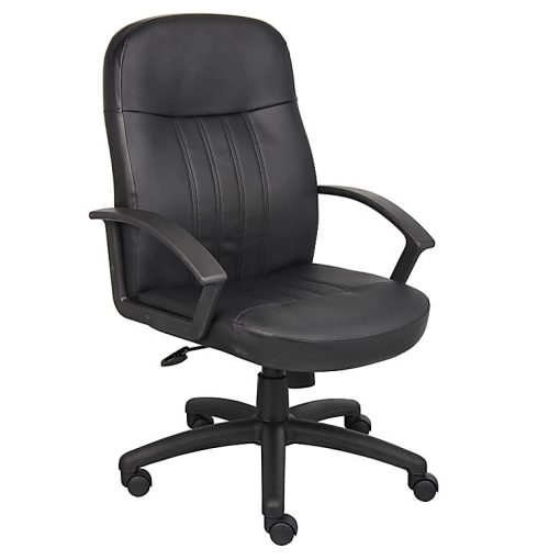 Boss Office Products Ergonomic Mid-Back Leather Chair, Black - Image 2