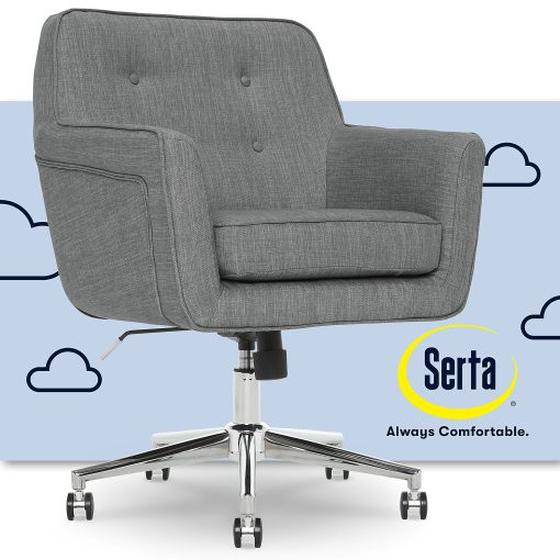 Serta® Ashland Mid-Back Office Chair, Winter River Gray/Chrome - Image 2