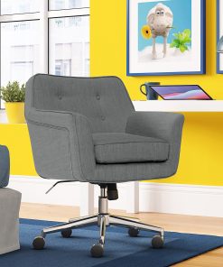 Serta® Ashland Mid-Back Office Chair, Winter River Gray/Chrome