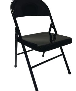 Realspace® Metal Folding Chairs, Black, Set Of 4 Chairs