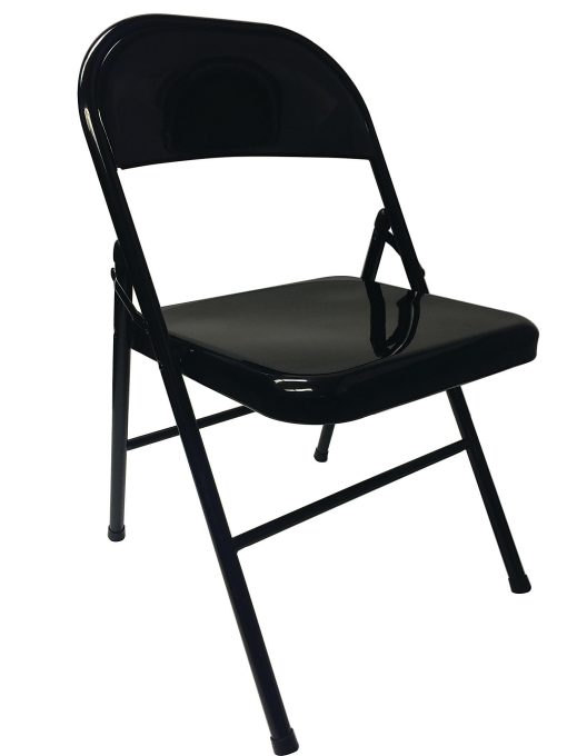 Realspace® Metal Folding Chairs, Black, Set Of 4 Chairs