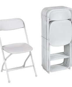 Cosco Classic Collection Resin Folding Chair, White/White, Pack Of 8