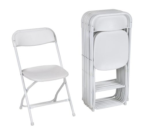 Cosco Classic Collection Resin Folding Chair, White/White, Pack Of 8
