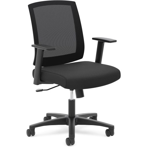 HON® Basyx Torch Task Chairs, Mesh Back, Fixed Arms, Black Seat, Fabric - Image 2