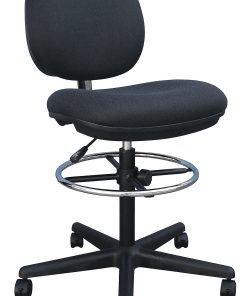 Realspace® Cosimo Fabric Mid-Back Drafting Stool, Black/Chrome