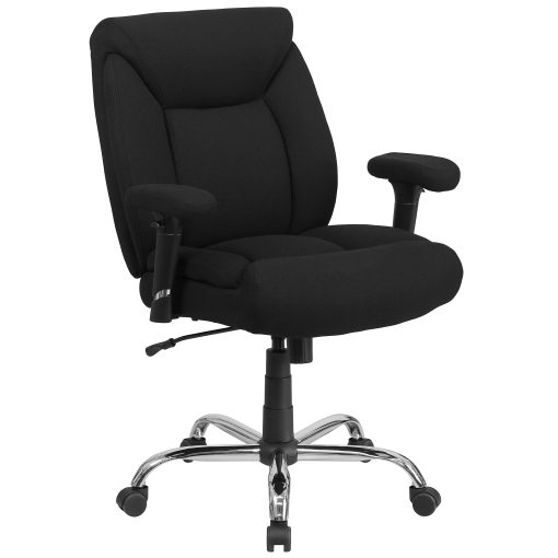 Flash Furniture HERCULES Series Big & Tall 400 lb. Rated Swivel Ergonomic Task Office Chair with Deep Tufted Seating and Adjustable Arms, Black/Chrome - Image 2