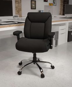 Flash Furniture HERCULES Series Big & Tall 400 lb. Rated Swivel Ergonomic Task Office Chair with Deep Tufted Seating and Adjustable Arms, Black/Chrome