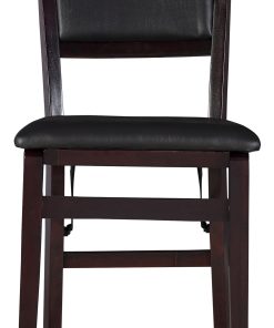 Linon Baker Faux Leather Folding Chairs, Dark Brown/Espresso, Set of 2 2