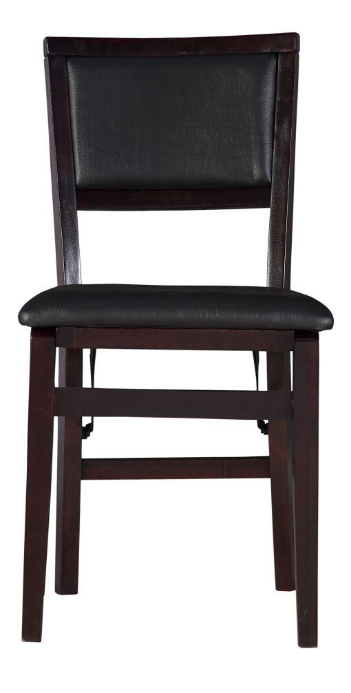 Linon Baker Faux Leather Folding Chairs, Dark Brown/Espresso, Set of 2 - Image 2