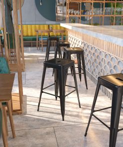 Flash Furniture Commercial Backless Bar Stool, Black