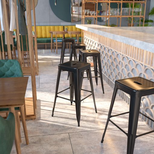 Flash Furniture Commercial Backless Bar Stool, Black