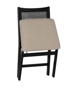 Powell Menlo Rattan Cane Folding Chair, Black/Beige 2