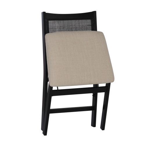 Powell Menlo Rattan Cane Folding Chair, Black/Beige - Image 2