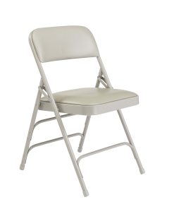 National Public Seating Vinyl Upholstered Triple Brace Folding Chairs, Gray, Pack Of 4 2
